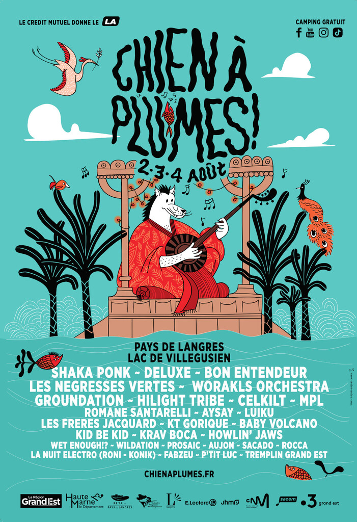 affiche officiel le festival chien a plumes 2024 langres villegusien le lac rempart radio